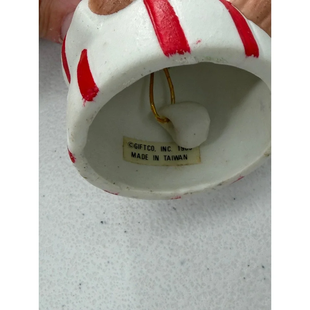 Giftco Vintage Christmas Bear Bell Ornaments Figurine Ceramic 1988 Set of 3 Red